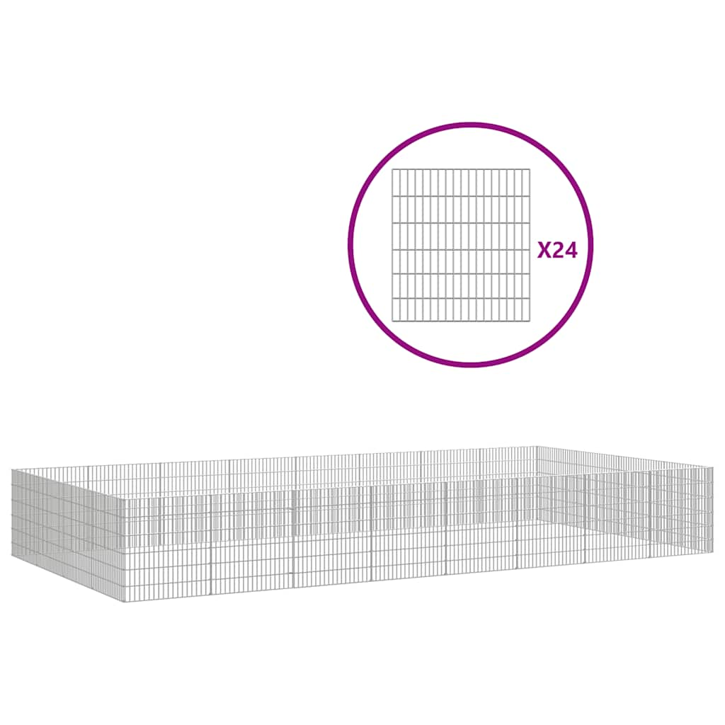 vidaXL Ohrádka pro zvířata 24 panelů 54 x 60 cm pozinkované železo