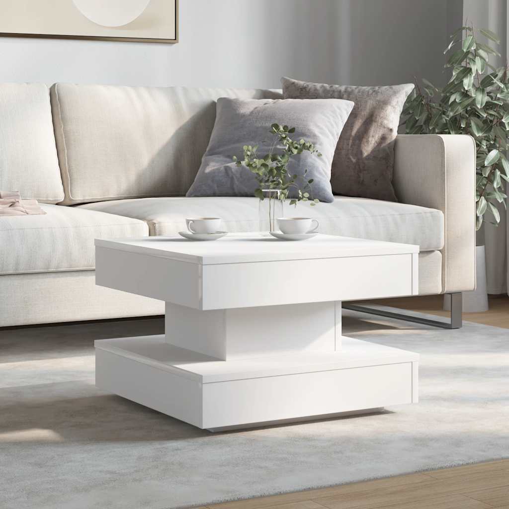 vidaXL Salontafel 360 graden draaibaar 50x50x34,5 cm wit afbeelding