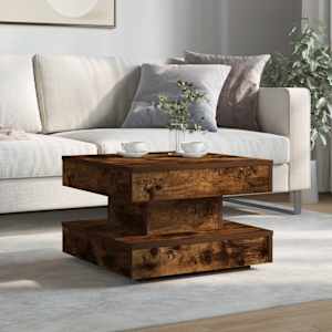 vidaXL Coffee Table 360-Degree Rotatable Smoked Oak 50x50x34.5 cm