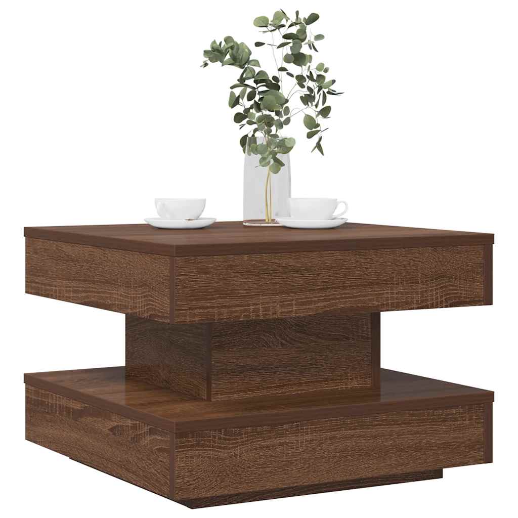 vidaXL Măsuță cafea rotativă 360 grade, stejar maro 50x50x34,5 cm