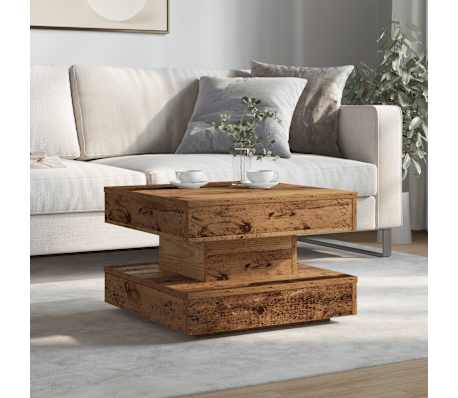 vidaXL Coffee Table 360-Degree Rotatable Old Wood 50x50x34.5 cm