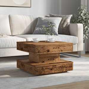vidaXL Coffee Table 360-Degree Rotatable Old Wood 50x50x34.5 cm