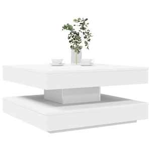 Klubska mizica, vrtljiva za 360 stopinj, bela, 70x70x34,5 cm