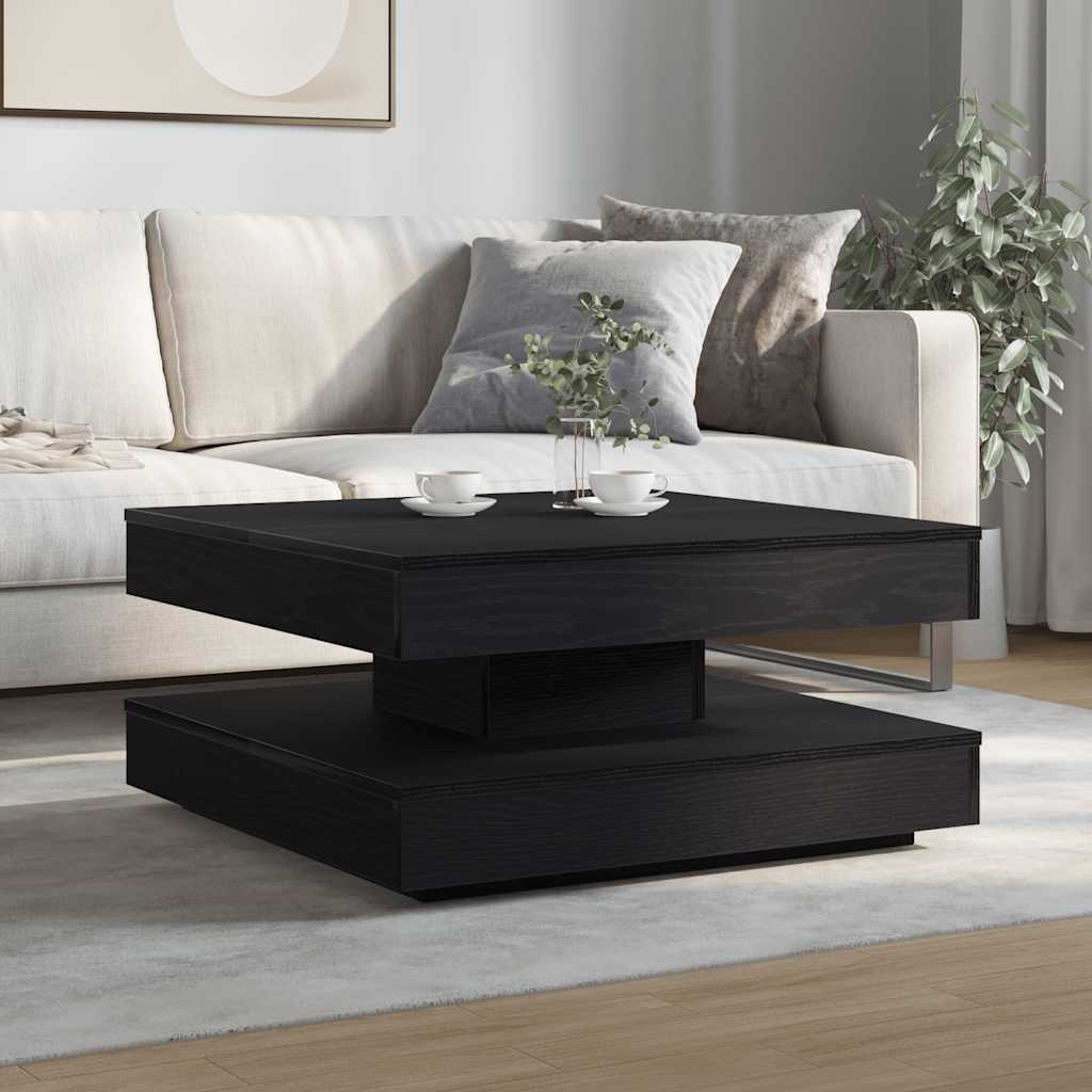 vidaXL Măsuță cafea rotativă 360 grade, negru 70x70x34,5 cm