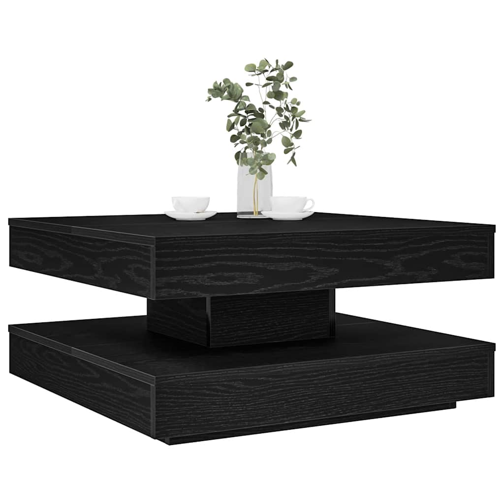 vidaXL Couchtisch 360-Grad Drehbar Schwarz 70x70x34,5 cm