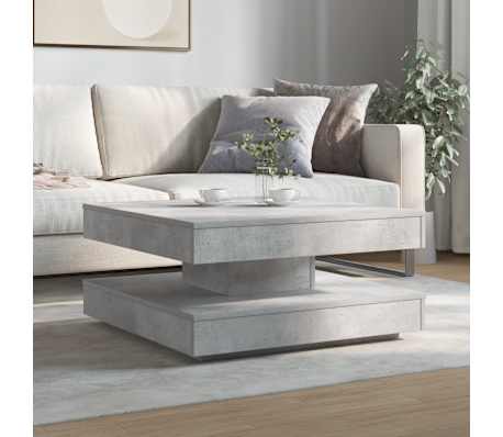 vidaXL Table basse rotative &agrave; 360 degr&eacute;s gris b&eacute;ton 70x70x34,5 cm