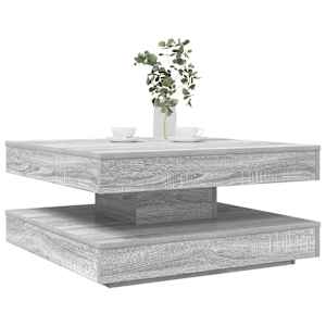 Klubska mizica, vrtljiva za 360 stopinj, siva, Sonoma, 70x70x34,5 cm