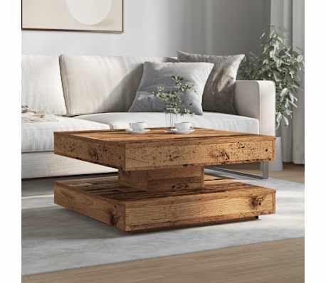 vidaXL Măsuță cafea rotativă 360 grade, lemn vechi 70x70x34,5 cm