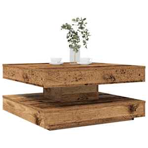 Klubska mizica, vrtljiva za 360 stopinj, star les, 70x70x34,5 cm