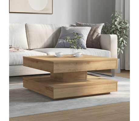 vidaXL Couchtisch 360-Grad Drehbar Artisan-Eiche 70x70x34,5 cm