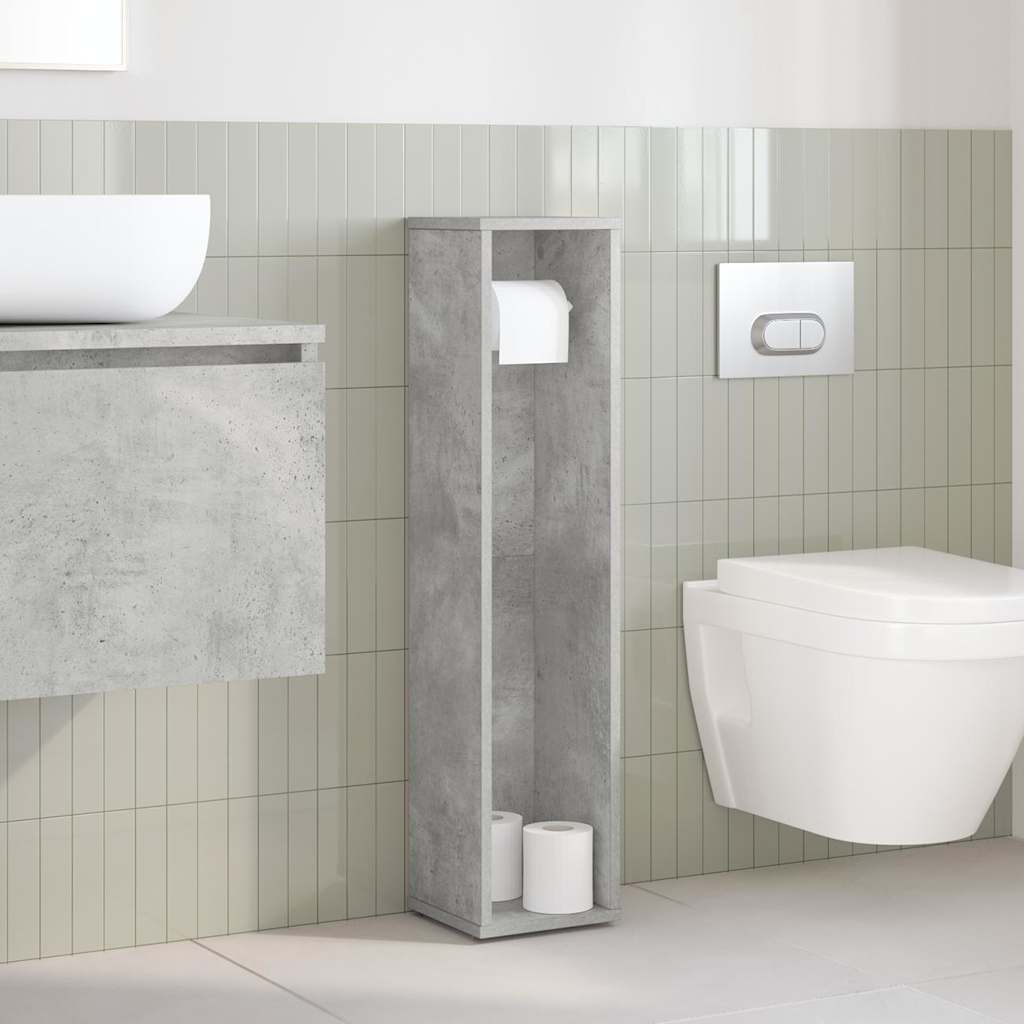 vidaXL Badkamerkast met rolhouder betongrijs 20,5x20x90 cm