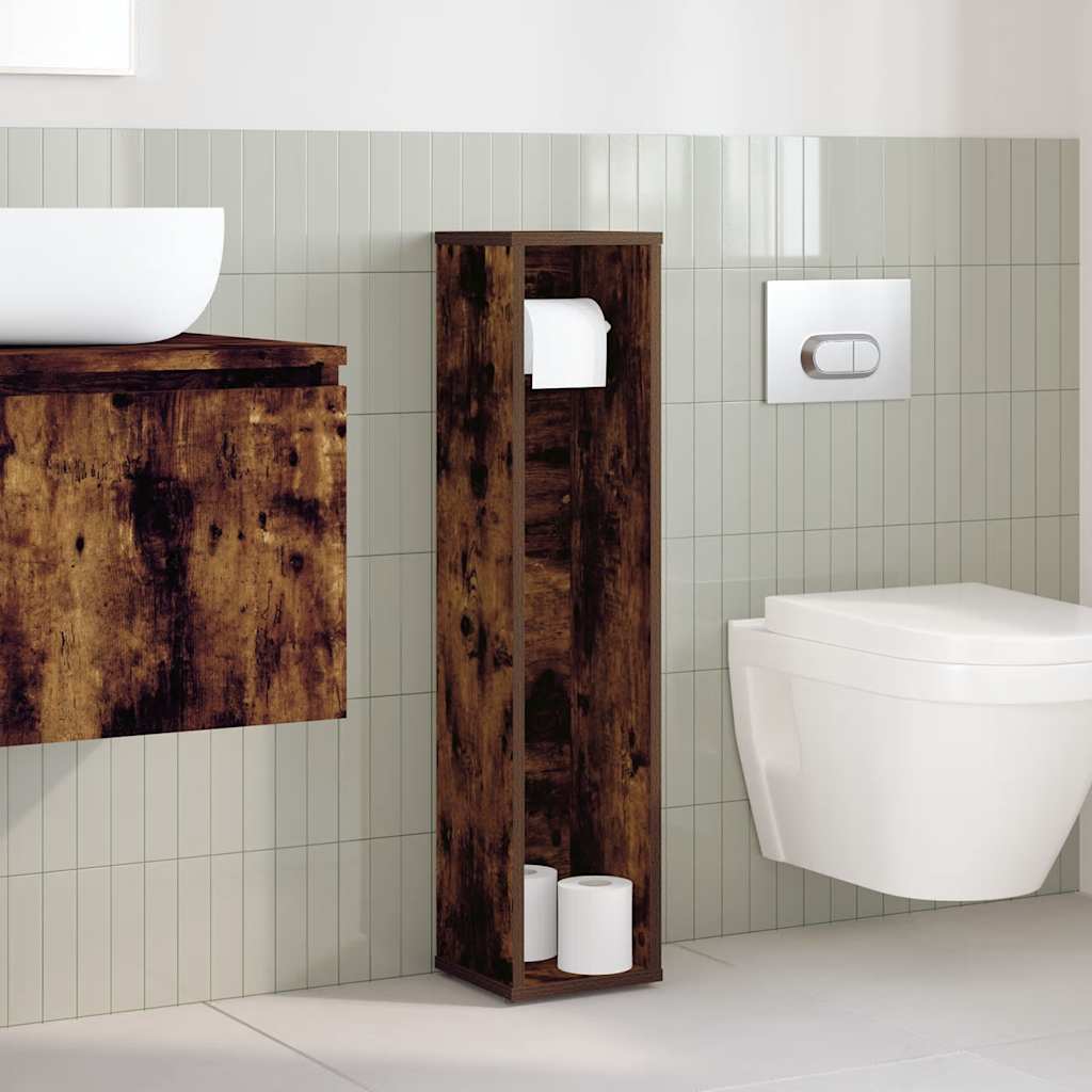 vidaXL Badkamerkast met rolhouder gerookt eiken 20,5x20x90 cm