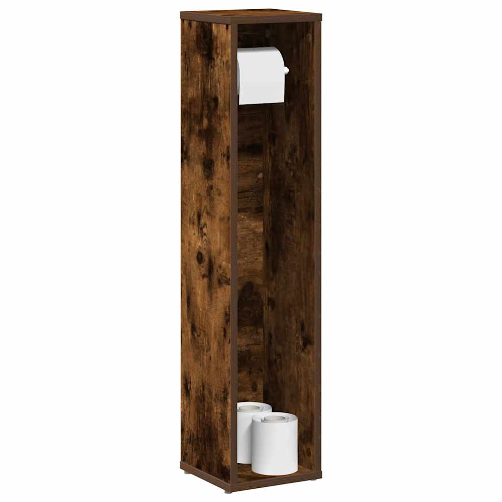vidaXL Badezimmerschrank mit Rollenhalter Eiche geräuchert 20,5x20x90 cm