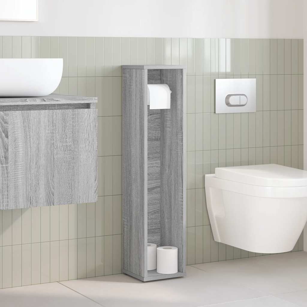 vidaXL Badkamerkast met rolhouder grijs Sonoma 20,5x20x90 cm