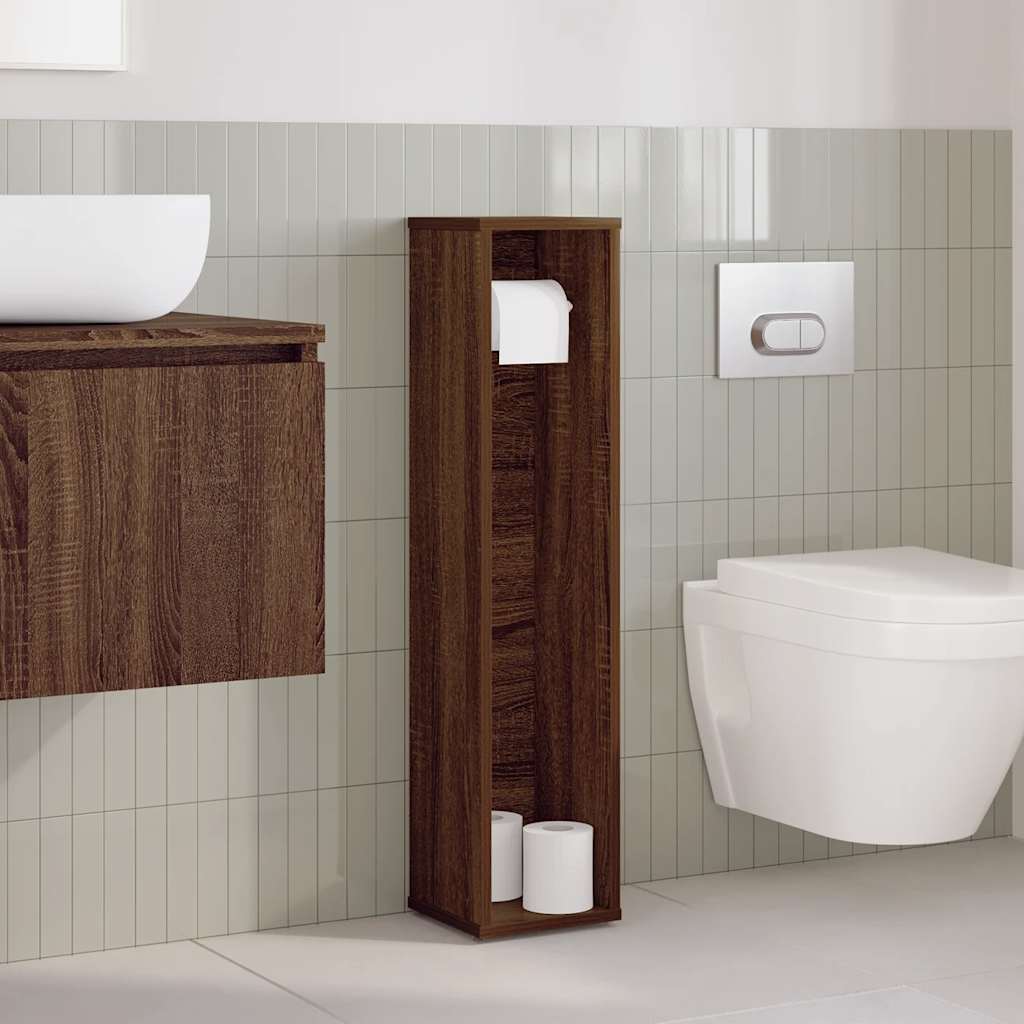 vidaXL Badkamerkast met rolhouder Bruin Eiken 20,5x20x90 cm