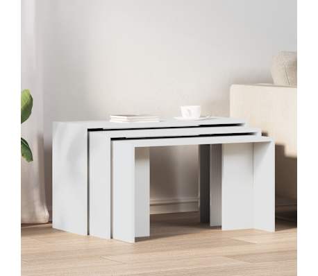 vidaXL Satztische 3 Stk. Wei&szlig; Holzwerkstoff