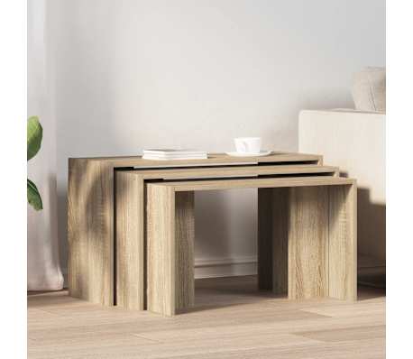 vidaXL Tables gigognes 3 pcs ch&ecirc;ne sonoma bois d'ing&eacute;nierie