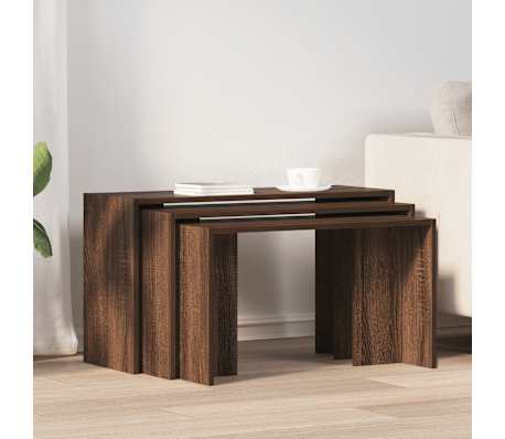 vidaXL Zas&uacute;vacie stol&iacute;ky 3 ks hned&yacute; dub spracovan&eacute; drevo