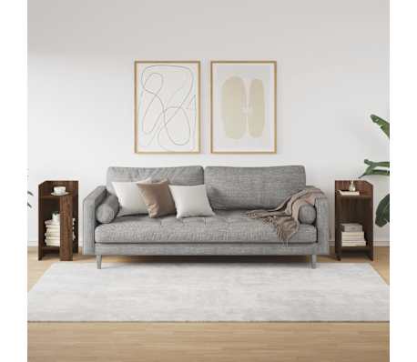 vidaXL 2 db barna tölgy színű kisasztal polccal 25,5 x 27 x 60 cm