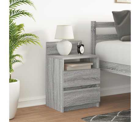vidaXL Nattbord med 2 skuffer gr&aring; sonoma 40x33x60 cm
