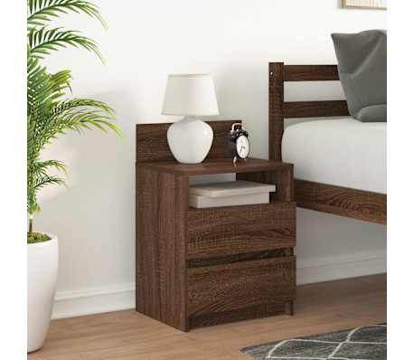 vidaXL Bedside Cabinet with 2 Drawers Brown Oak 40x33x60 cm
