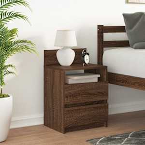vidaXL Bedside Cabinet with 2 Drawers Brown Oak 40x33x60 cm