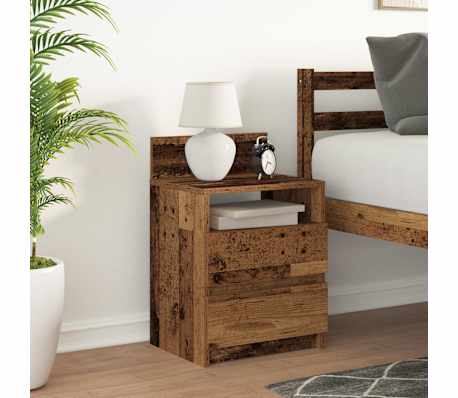 vidaXL Nočna omarica z 2 predaloma starinski les 40x33x60 cm