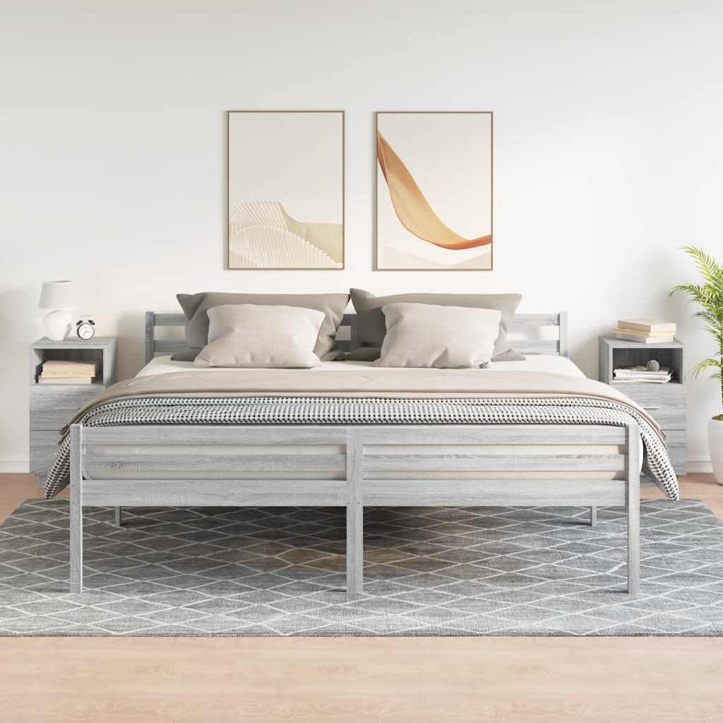 vidaXL Noptiere 2 buc cu 2 sertare Gri Sonoma 36x36x68 cm