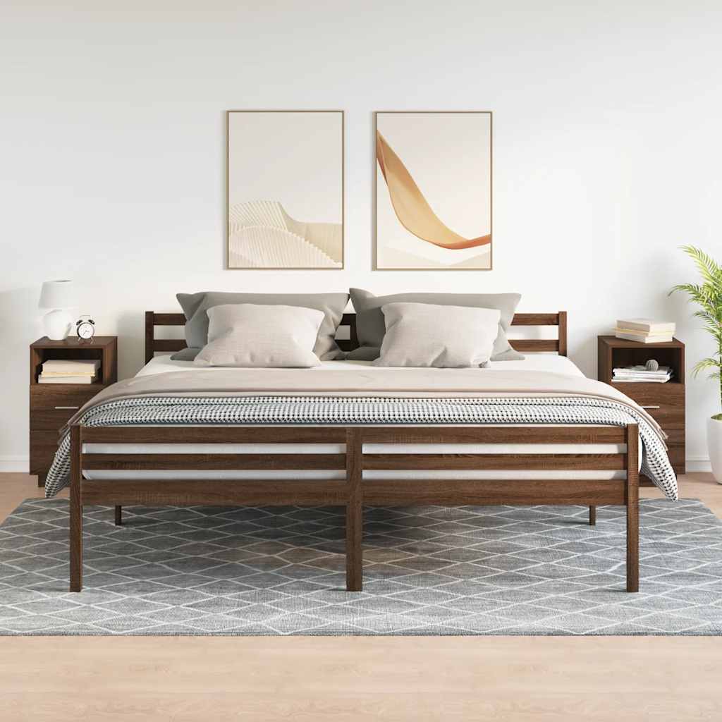vidaXL éjjeliszekrények 2 db 2 fiókkal barna tölgy 36x36x68 cm
