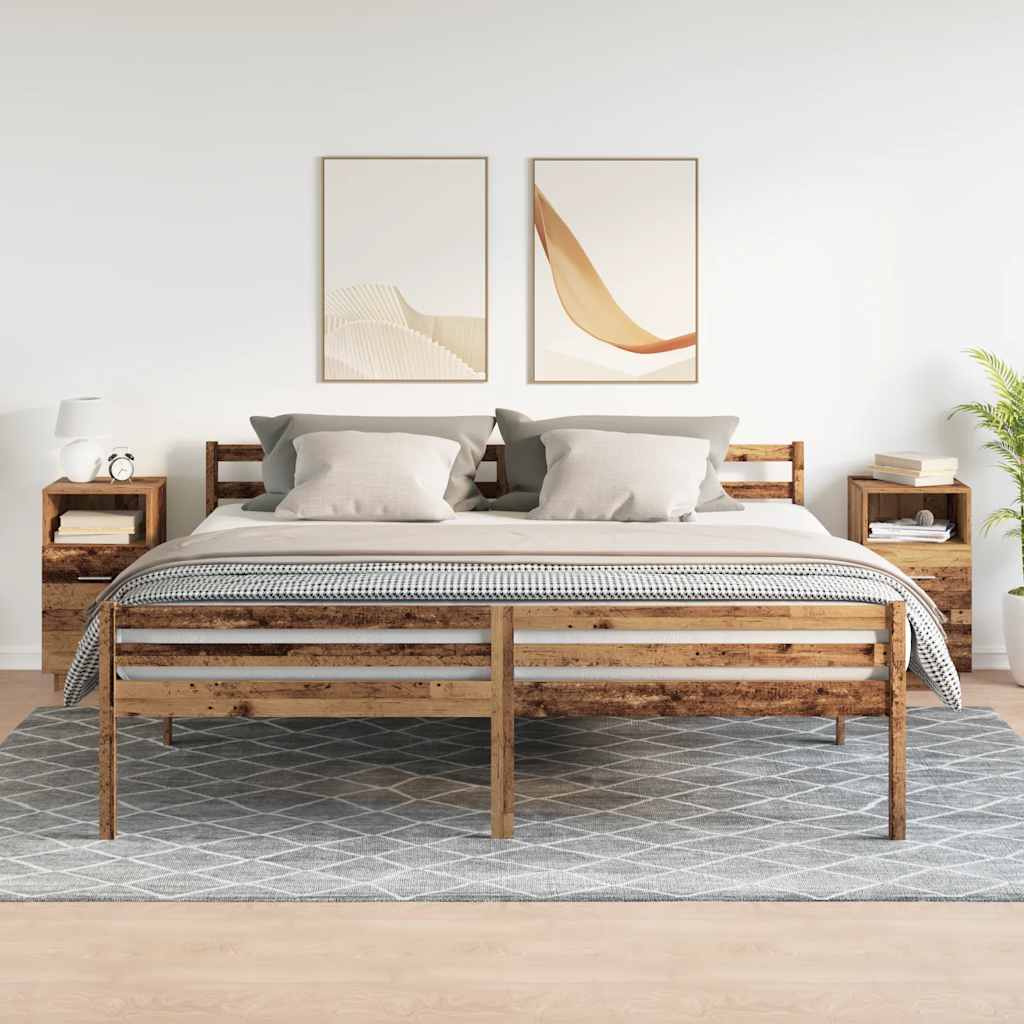 vidaXL Nachtkastjes 2 st met 2 lades 36x36x68 cm oud houtkleurig afbeelding