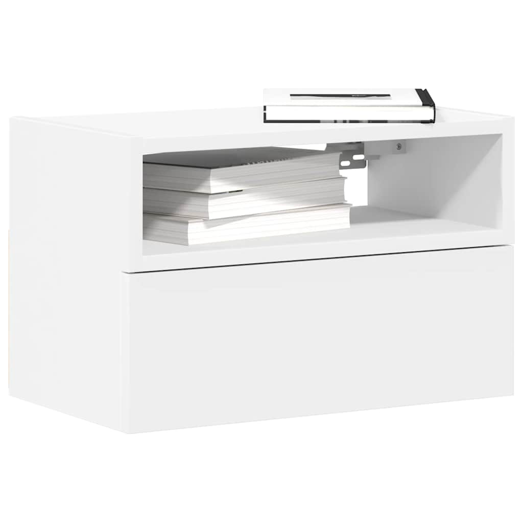 vidaXL Väggmonterat sängbord vit 45x26x28,5 cm