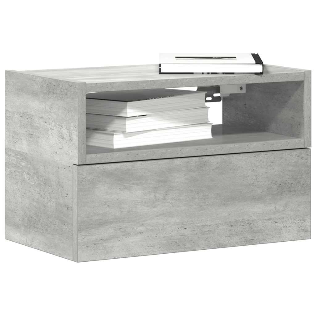 vidaXL Väggmonterat sängbord betonggrå 45x26x28,5 cm