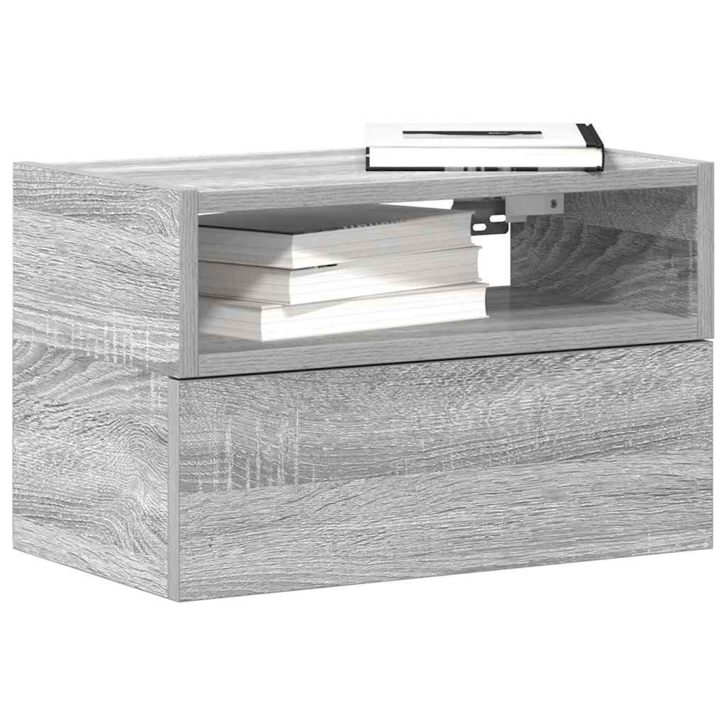 vidaXL Wand-Nachttische 2 Stk. Grau Sonoma 45x26x28,5 cm