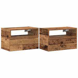 Nástěnné noční stolky 2 ks old wood 45x26x28,5 cm - obrázek 2