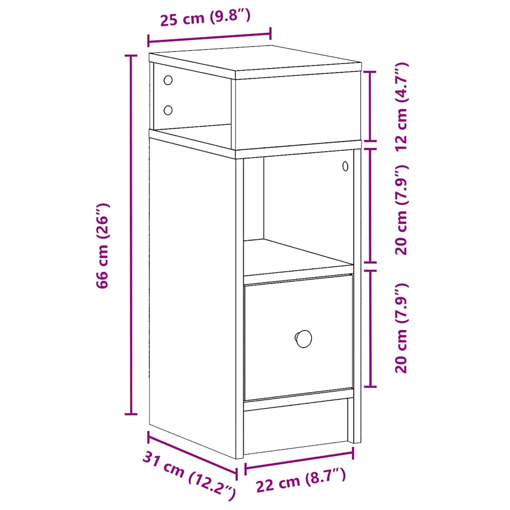 Bedside Cabinets with Drawer Nightstand Bed Side Table Side Cabinet vidaXL - Produktbild 2