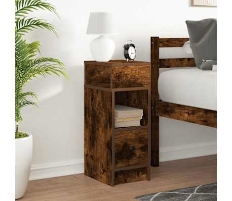 vidaXL Nachtkastje met lade 25x31x66 cm gerookt eikenkleurig