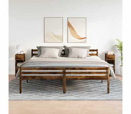 vidaXL Mesas de cabeceira 2 pcs com gaveta 25x31x66 cm carvalho fumado