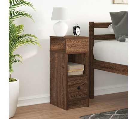 vidaXL Bedside Cabinet with Drawer Brown Oak 25x31x66 cm