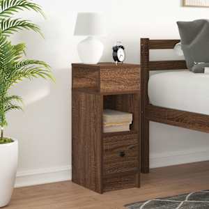 vidaXL Bedside Cabinet with Drawer Brown Oak 25x31x66 cm