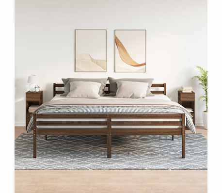 vidaXL Bedside Cabinets 2 pcs with Drawer Brown Oak 25x31x66 cm