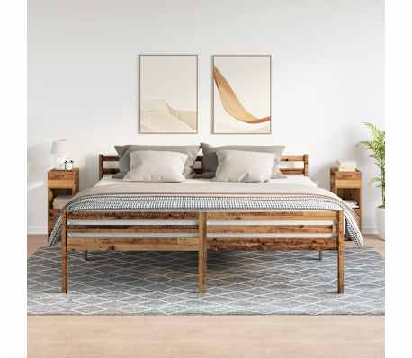 vidaXL S&auml;ngbord 2 st med l&aring;da &aring;ldrat tr&auml; 25x31x66 cm