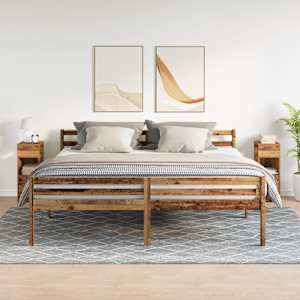 vidaXL S&auml;ngbord 2 st med l&aring;da &aring;ldrat tr&auml; 25x31x66 cm