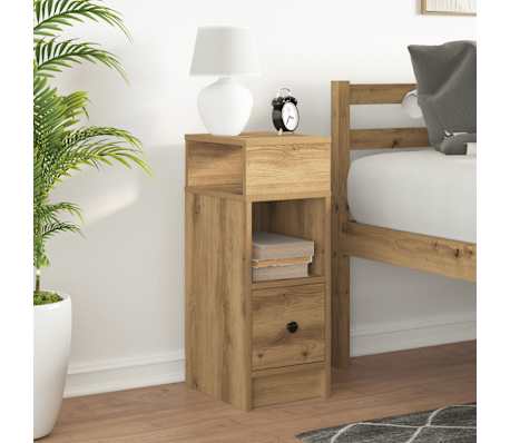 vidaXL Bedside Cabinet with Drawer Artisan Oak 25x31x66 cm