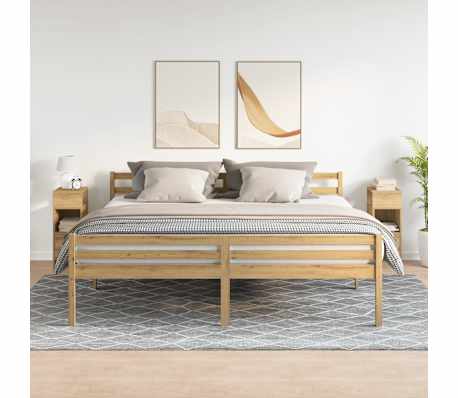 vidaXL 2 db k&eacute;zműves t&ouml;lgy sz&iacute;nű &eacute;jjeliszekr&eacute;ny fi&oacute;kkal 25x31x66 cm