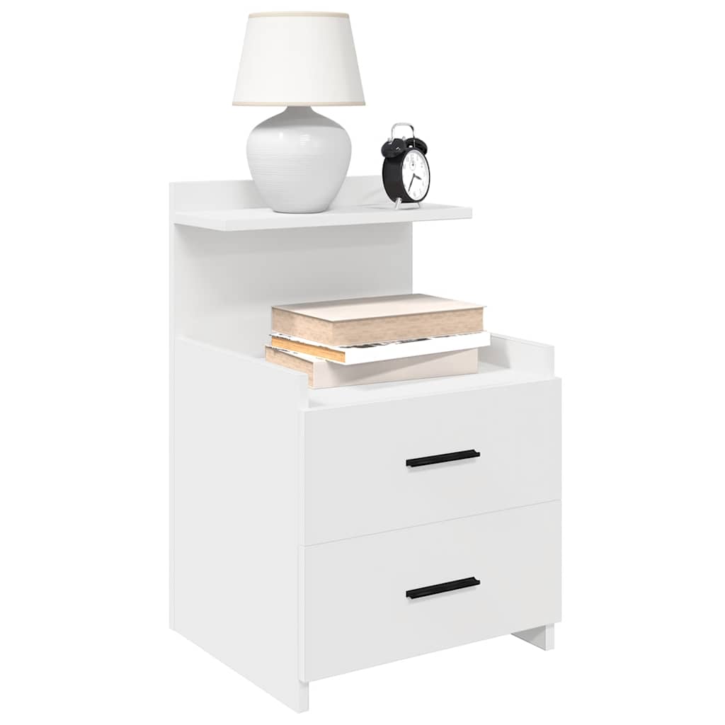 vidaXL Noptiere 2 buc. cu 2 sertare, alb, 40x36,5x62 cm