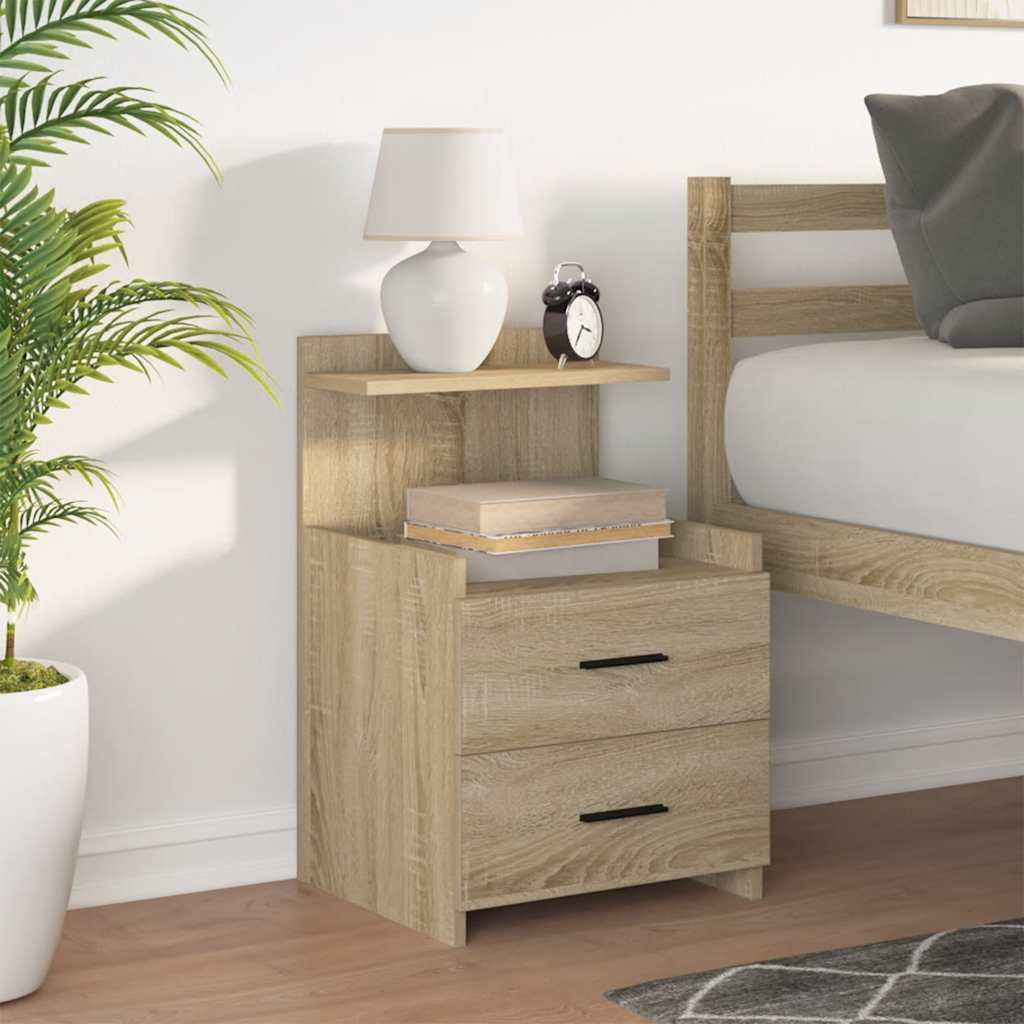 vidaXL Nachtkastje met 2 lades sonoma eikenkleurig 40x36,5x62 cm
