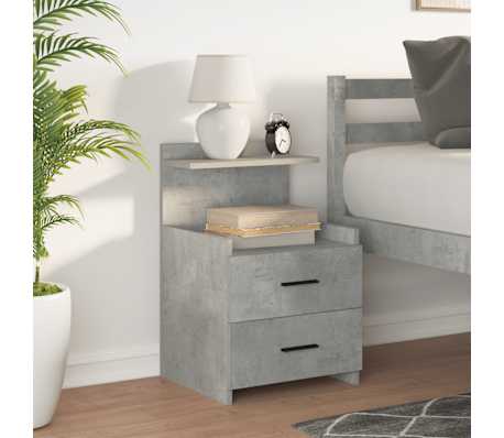 vidaXL Table de chevet avec 2 tiroirs Gris b&eacute;ton 40 x 36,5 x 62 cm