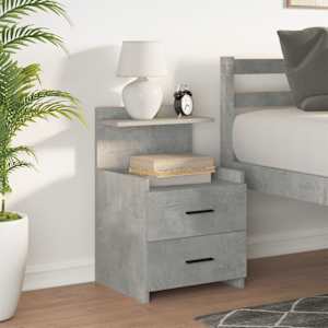 vidaXL Table de chevet avec 2 tiroirs Gris b&eacute;ton 40 x 36,5 x 62 cm