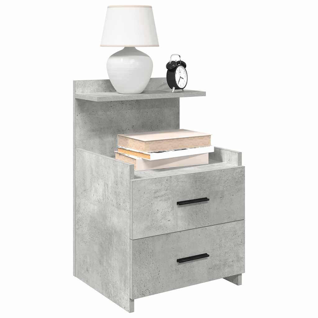 vidaXL Noptieră cu 2 sertare, gri beton, 40x36,5x62 cm