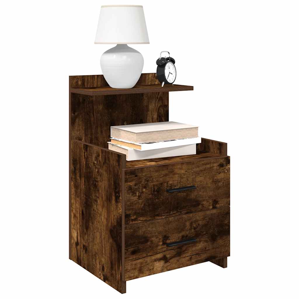 vidaXL Sängbord 2 st med 2 lådor rökt ek 40x36,5x62 cm